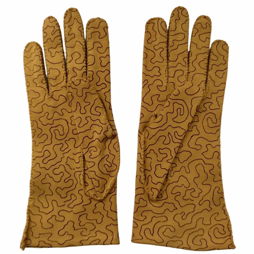 Marcel Wagner Originals Ochre Size Small 6 1/2 Gloves Fitted Abstract MCM 60’s